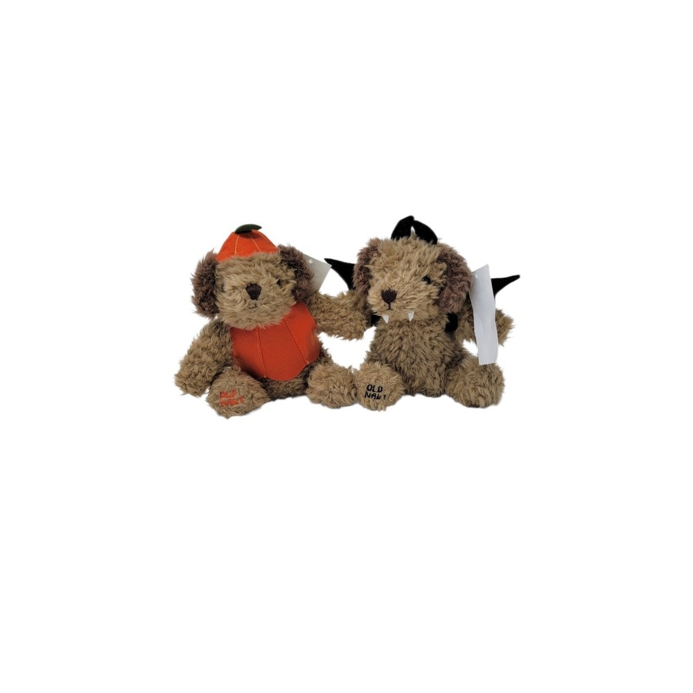 Vtg Vintage Old Navy Halloween Dog Plush 6" Lot of 2‎ Vampire Bat Pumpkin New